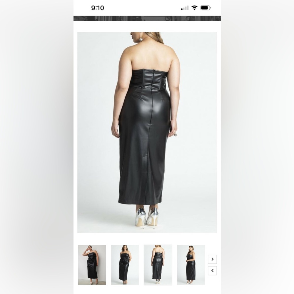 Eloquii plus size black pleather midi dress - Picture 5 of 8